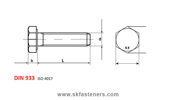 DIN 933 Hex Bolt / ISO 4017 Hex Bolt manufacturers exporters suppliers in india punjab ludhiana